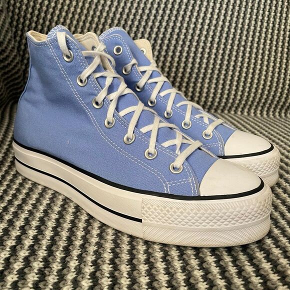 Converse platform hi top blue sneaker women’s shoe size 10 - Picture 2 of 11